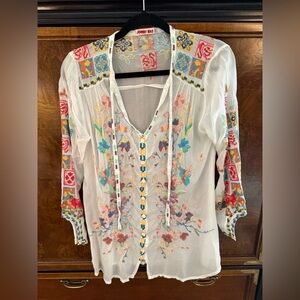 Johnny Was Embroidered Blouse Size XS